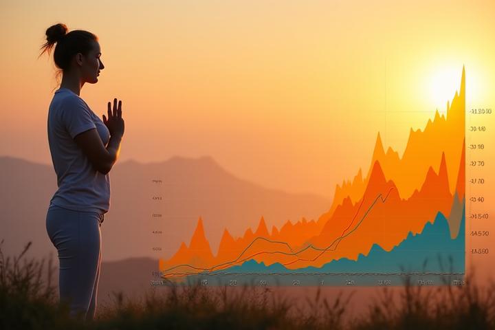 에너지 레벨을 시각화한 차트와 활력 넘치는 사람